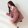 TonLion Women's 2025 Winter Lapel Faux Lamb Wool Spliced Short Cotton Jacket