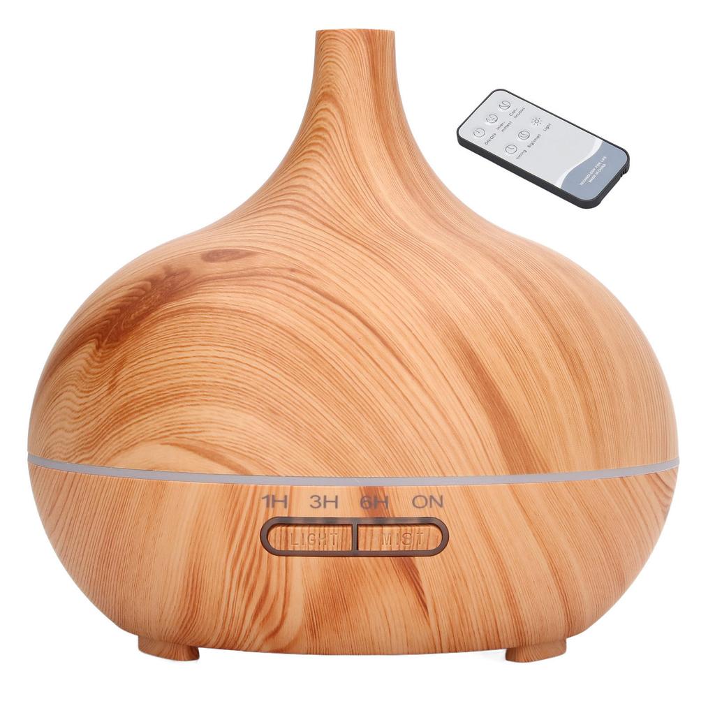Desk Humidifier 400ml Wood Grain Colorful LED Light Ultra Quiet Remote Control Aromatherapy Diffuser 100‑240V