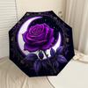 1PC Rose Moon Umbrella-8-Rib Reinforced, Automatic Open, Lightweight & Durable, Cute Fashion Accessory for Outdoor-W9242