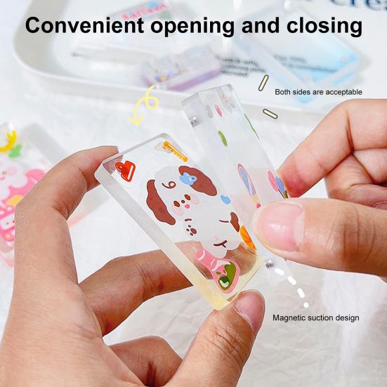 Card Brick Thickened Magnetic Suction Place Photos Gradient Colors Oblong Shape DIY Pictures Transparent See-through Photo Ornament Students Gift