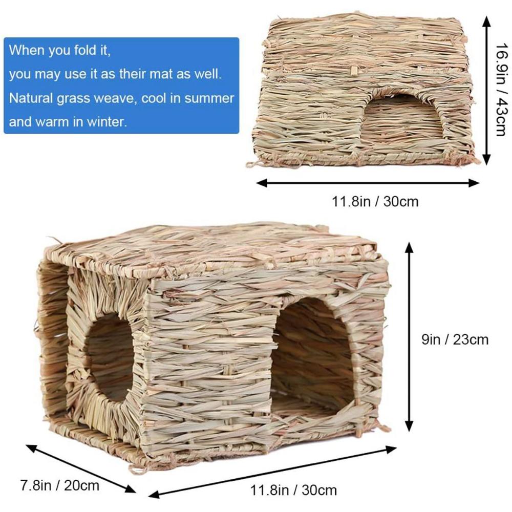 Hedgehog Bunny Handmade Natural Comfortable Foldable Woven Chew Toys Rabbit House Hay Hut Grass Bed