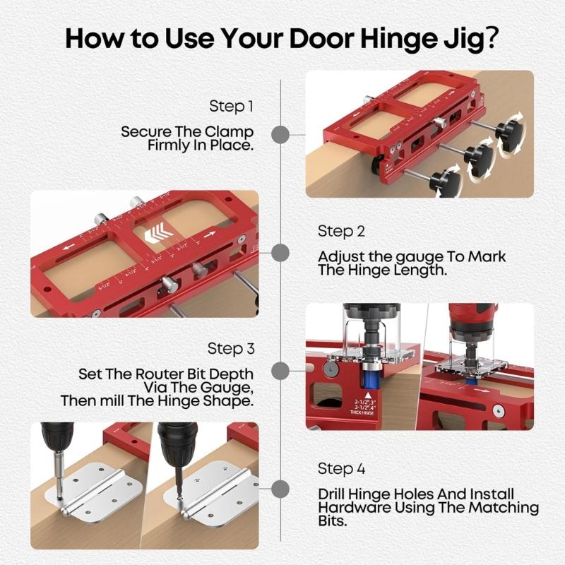 Door Hinge Jigs Door Hinge Mortiser Hinge Installation Kit Door Hinge Jigs Kit for Door Hinge Router Template
