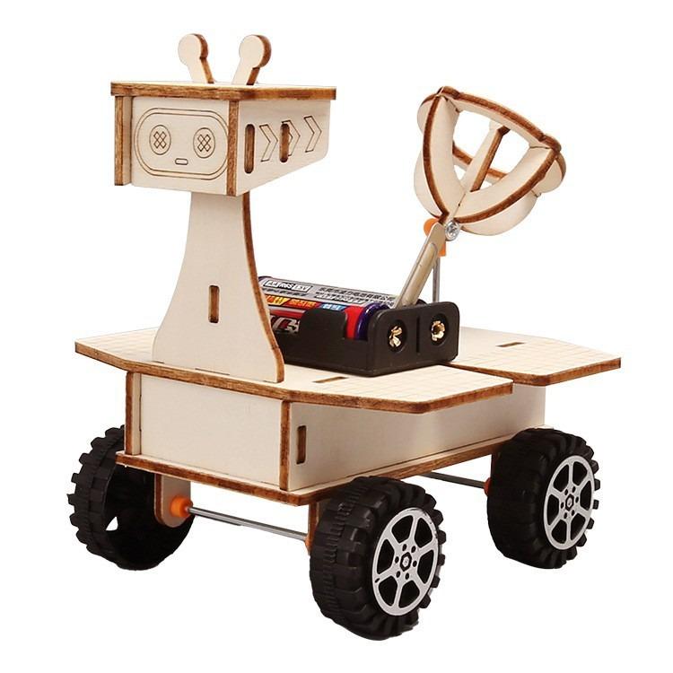 Solar Car Lunar Exploration Vehicle Children'S Diy Hand-Assembled Model Diy 3D Wooden Puzzle Science And Education Toys