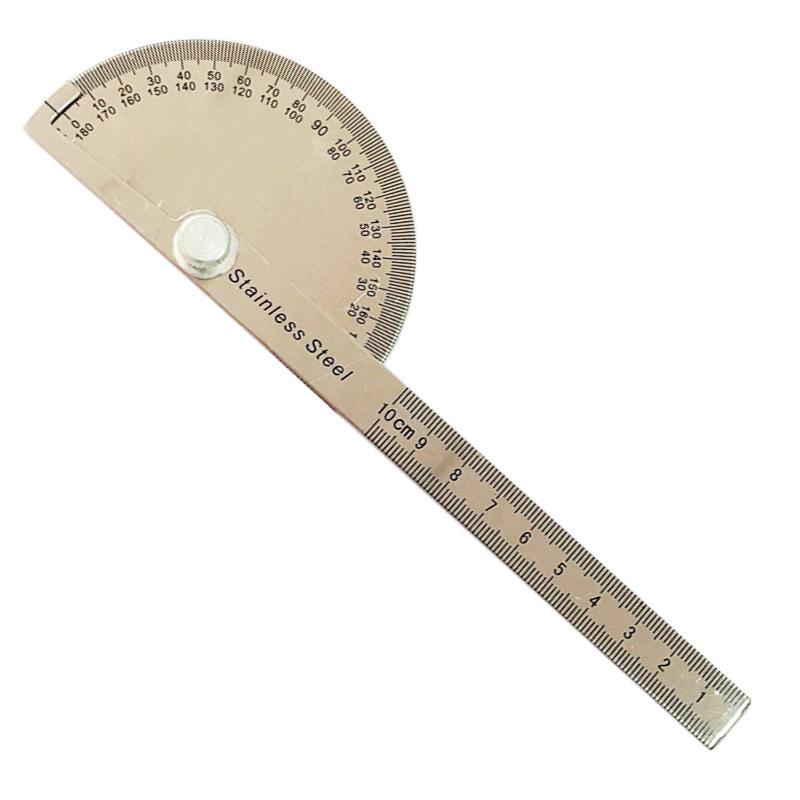 Stainless Steel Protractor & Angle Gauge, 10cm/14.5cm, 180° Semicircle Ruler