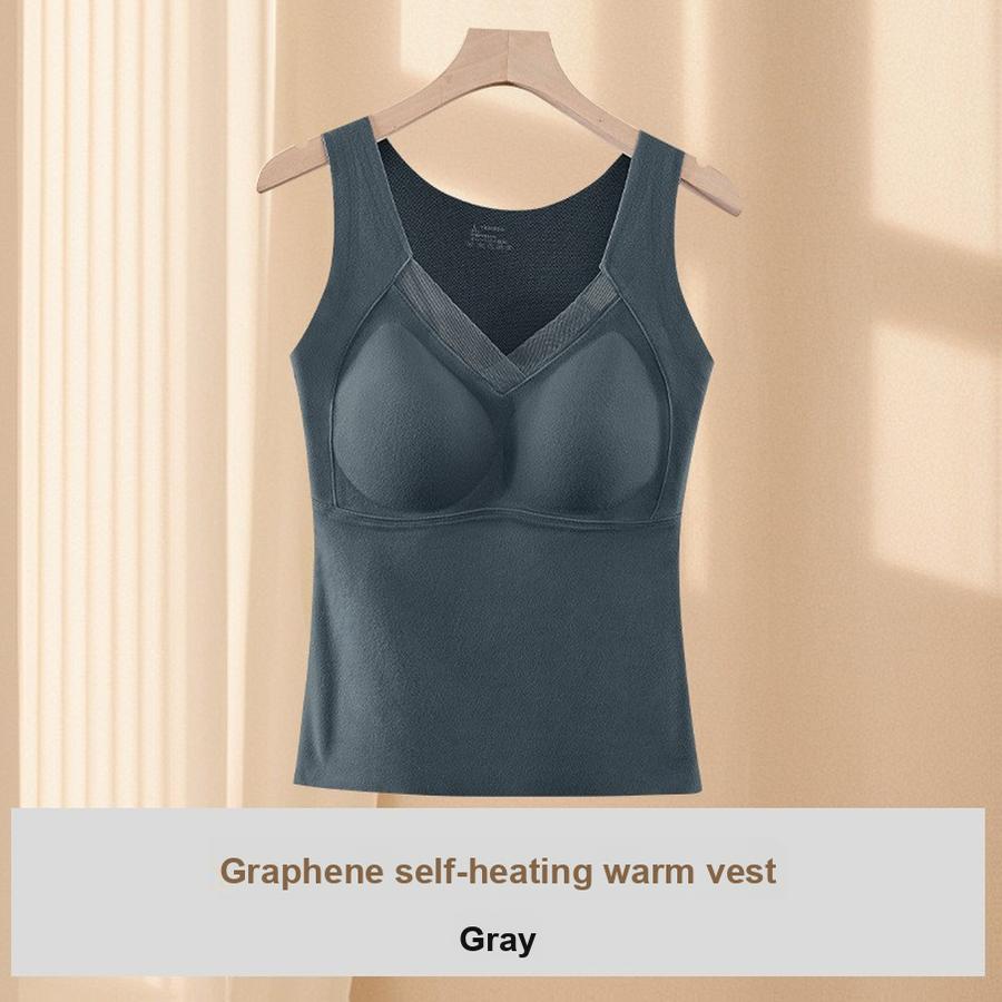 Graphene Bamboo Fiber Thermal Underwear for Women - Seamless Bra, Adjustable Back, Heat-Generating Base Layer, Winter Warming Vest