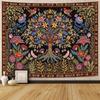 Stained Glass Tree of Life Tapestry Polyester Wall Hanging Colorful Plant Mosaic Art Room Decor for Living Room Bedroom Dorm