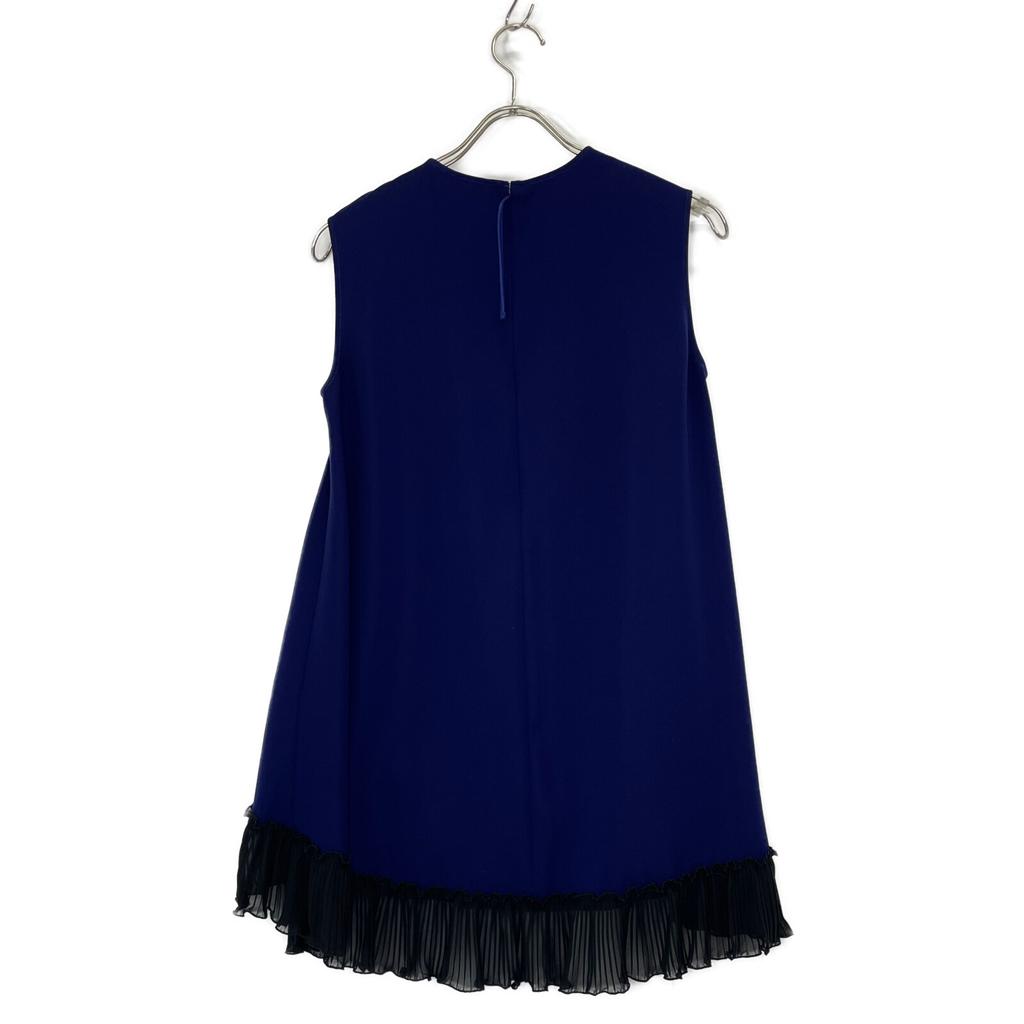 ADEAM Excellent Condition 42388 Chiffon Pleated Sleeveless Tunic Dress S Navy X blackUsed