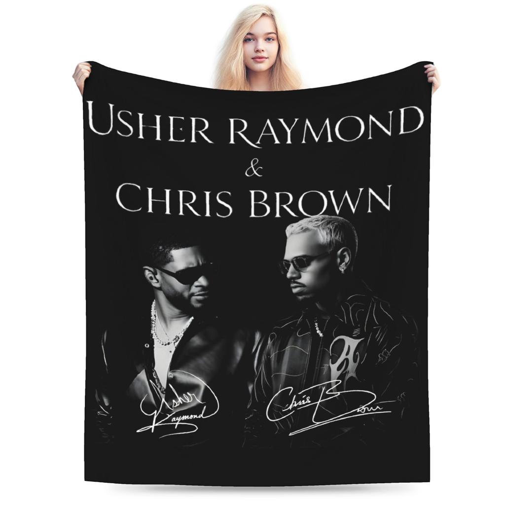 Chris Brown a Usher The Rb Tour Měkká teplá deka Raymond a Brown Dívky Chlapci Plyšová přehozová deka Přehoz na židli Postel Rozkládací pohovka