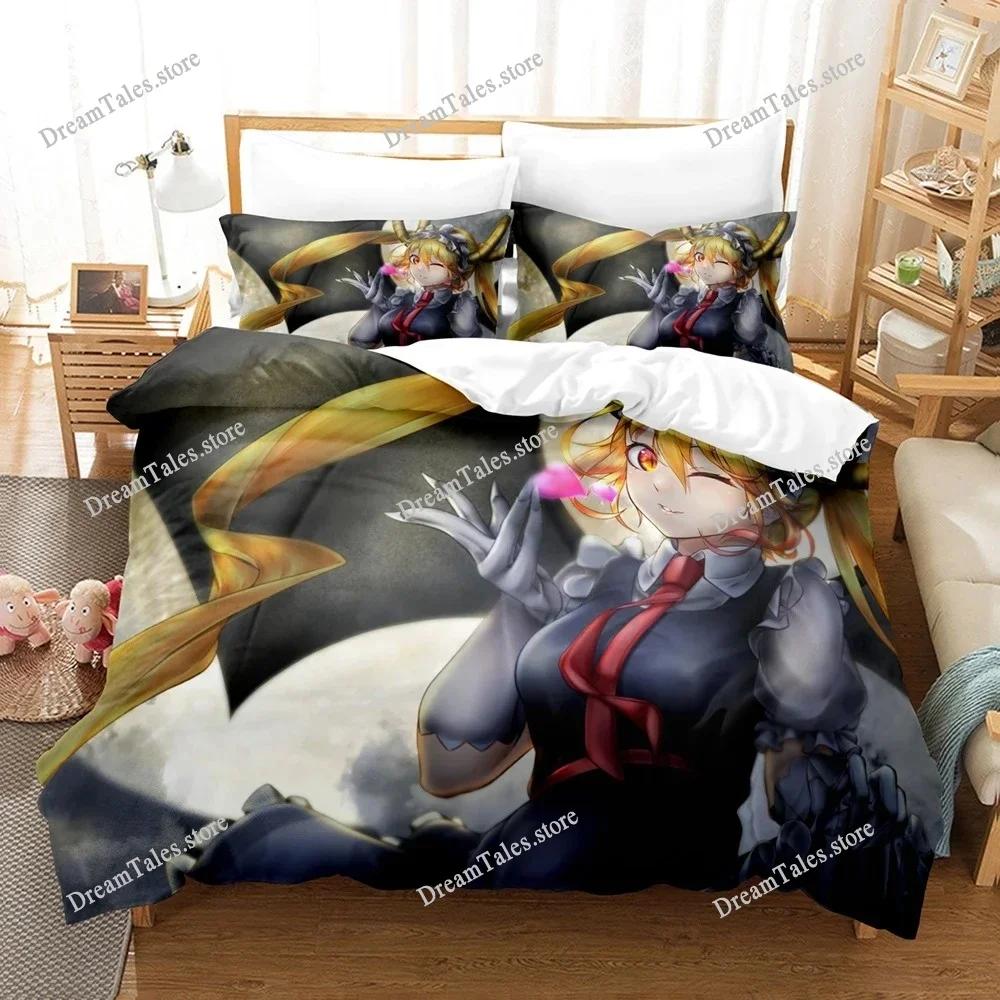 3D Printed Anime Miss Kobayashis Dragon Maid Kanna Bedding Set Boys Girls Twin Queen Size Duvet Cover Pillowcase Bed Kids Adult7