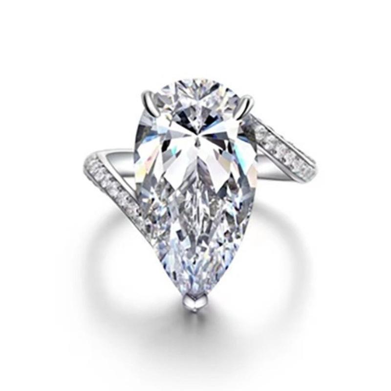 Pear-shaped Drop-shaped Zircon Ring for Women European and American New Style Ring