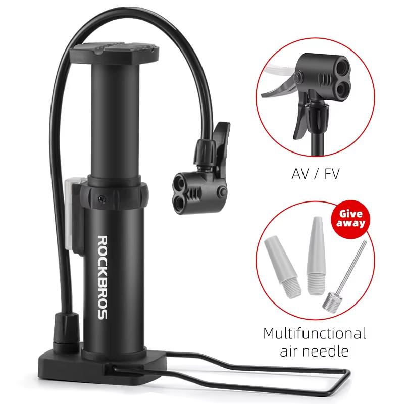 ROCKBROS Bicycle Pump Bike High Pressure Bike Pump AV/FV Portable Air Inflator Foot Bomba MTB Bicycle Pump Bike Accessories 4522LBK