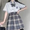 Gentle Blade Authentic JK Uniform: Plaid Pleated Skirt & College Style Short Shirt Set