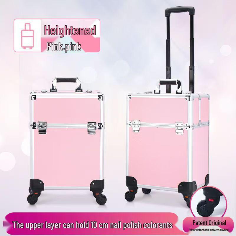 Professional Makeup Artist Trolley Case: Large Capacity Storage with Lock for Makeup, Nail, and Tattoo Tools.