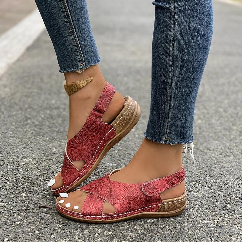 Fashion Ladies Shoes women sandals 2025 New Fashion Buckle Women Sandals Summer Solid Outdoor Flat Casual Women Beach Sandalias Zapatos