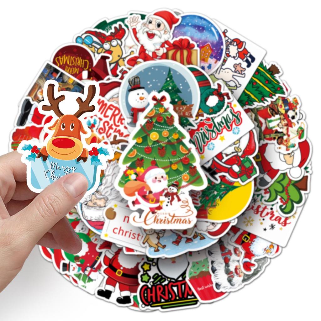 50 Christmas Graffiti Stickers: Creative Decor for Laptops, Suitcases, and Cars