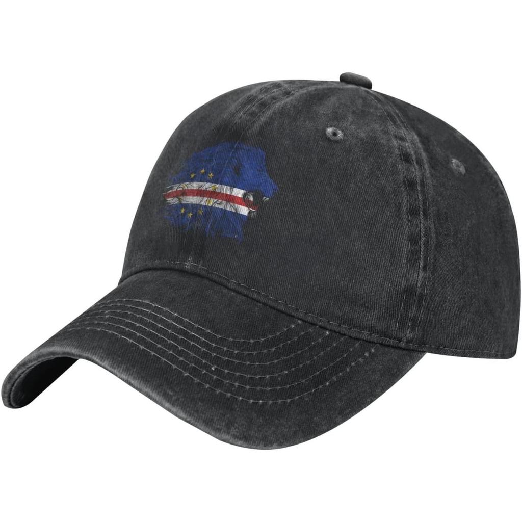 Lion Cape Verde Flag Baseball Cap Distressed Denim Washed Adjustable Sports Golf Dad Hat