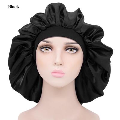 Satin Bonnet Cap Wine Red Extra Large Hair Bonnets Soft Elastic Wide Band Night Sleep Cap Sleep Makeup Cook for Women and Girls