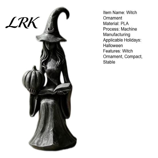 Retro Style Halloween Room Decor Pumpkin Witch Ornament, Gothic Tabletop Figurine, Spooky Party Table Centerpiece PLA Statue for Home Bookshelf Office