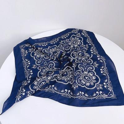 Reines Baumwoll-Quadratuch Imitation Blaue Farbdruck-Baumwolltaschentuch Kleines Seidentuch Retro Ethnischer Stil Schal Sommer Nackenschutzschal
