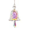 Holiday Window Hanging Bells Faux Crystal Bell Suncatcher, Glass Prism Wind Chime Ornament, Clear Rainbow Chimes Christmas Tree Maker for Indoor