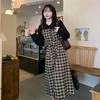 Elegante Retro Geruite Gelaagde Jurk voor Dames - Trendy, Veelzijdig en Leeftijdsloos voor Herfst en Winter