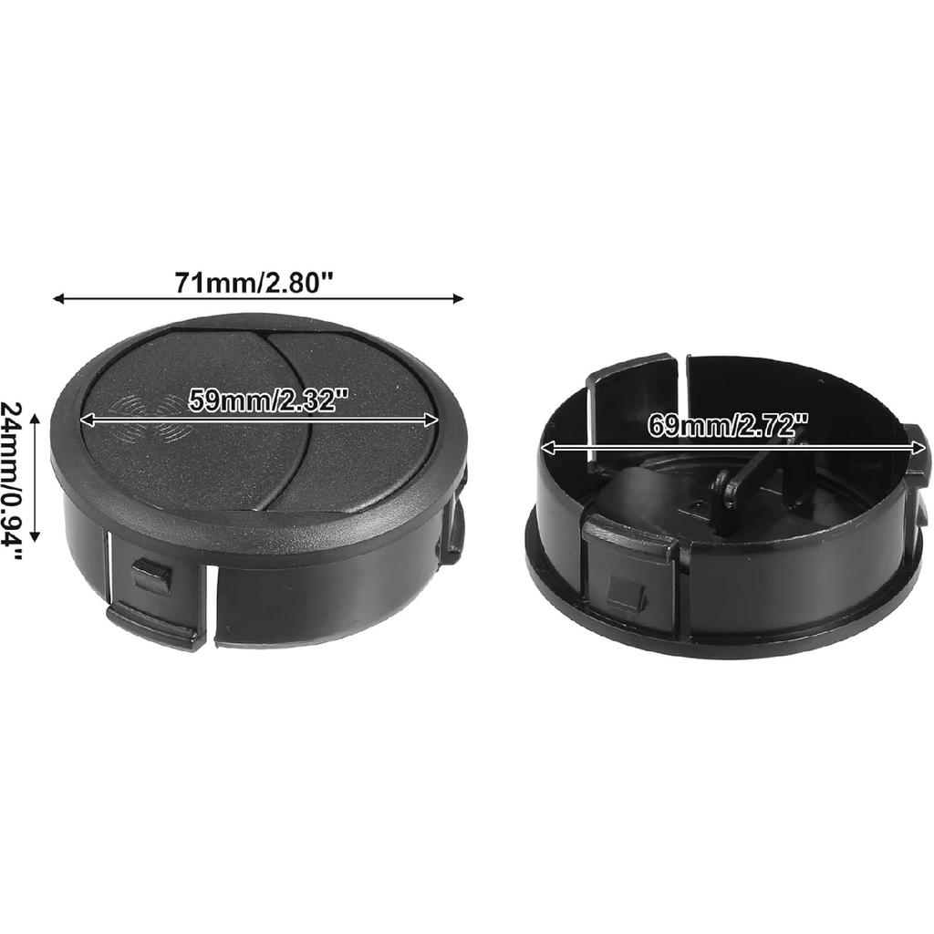 ACROPIX 71mm 69mm Round Black AC Air Condition Vent Outlet Universal for RV Bus Boat Yacht Caravan - Pack of 1