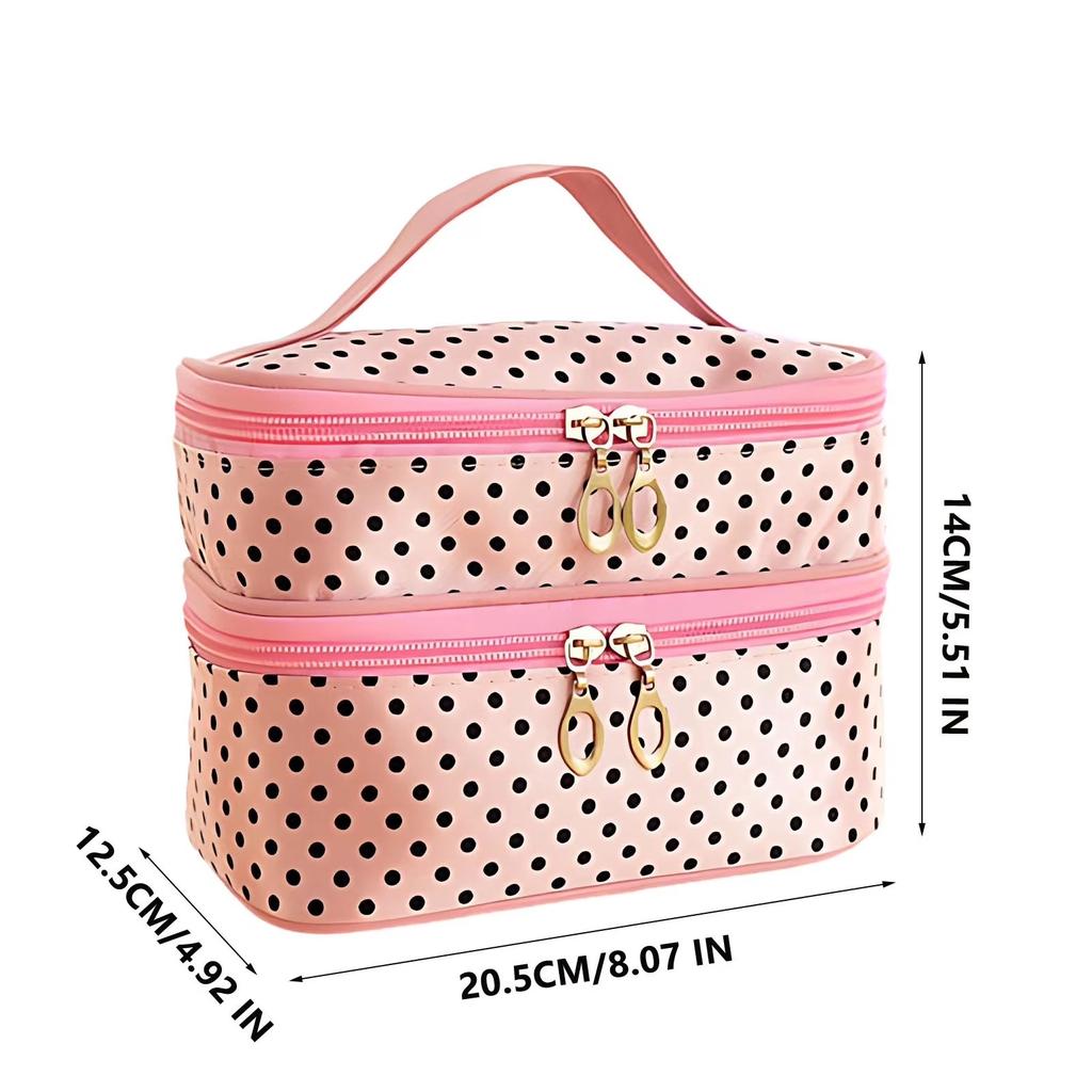 Clearance Double Layer Travel Makeup Bag Women, Large Cosmetic Case, Organizer for Travel-Size Accessories Bottles, Brushes, Skin Care Products