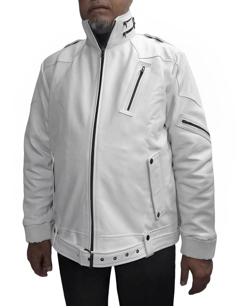 NOORA Men's Real Leather White Jacket ST032