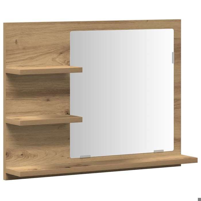 VidaXL Armoire à miroir salle de bain chêne artisanal 60x10,5x45 cm, étagère à miroir, miroir avec étagère, étagère de 856256