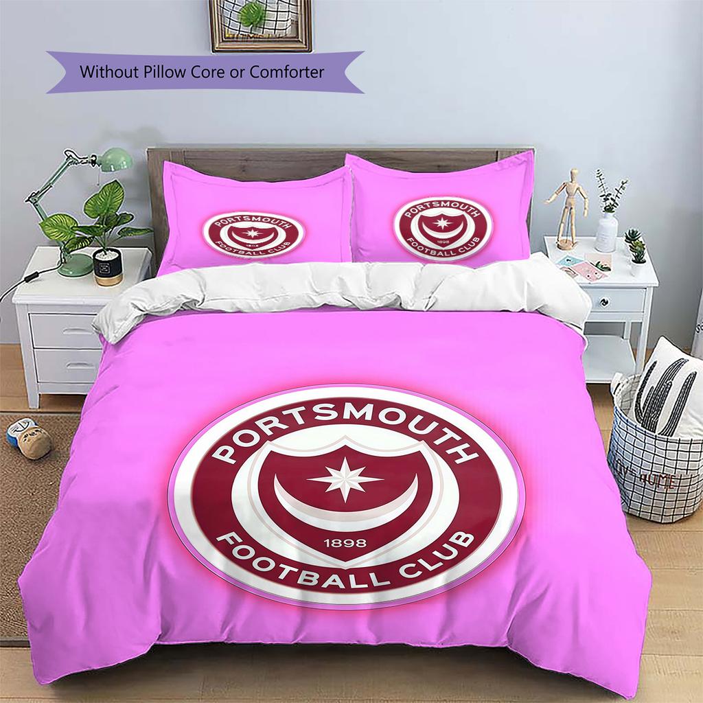 Portsmouth F.C Pattern Bedding Quilt Set Home Decoration Gift (1 * duvet cover + 2 * pillowcase without core)