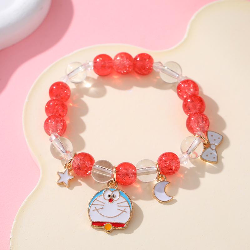 Sanrio Cinnamoroll Crystal Beaded Bracelet - Handmade Cartoon Gift for Female Students, Friends, and Couples.