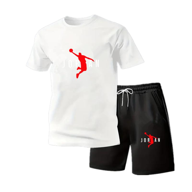Summer Fashion Trendy Casual Sports Two Piece Set Youth Men's Short Sleeved T-shirt+Shorts Set