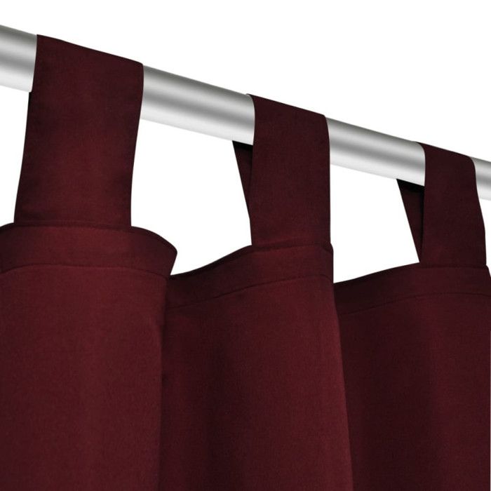 2 Pcs Eyelet Curtain Micro Satin Burgundy 140 X 245 Cm