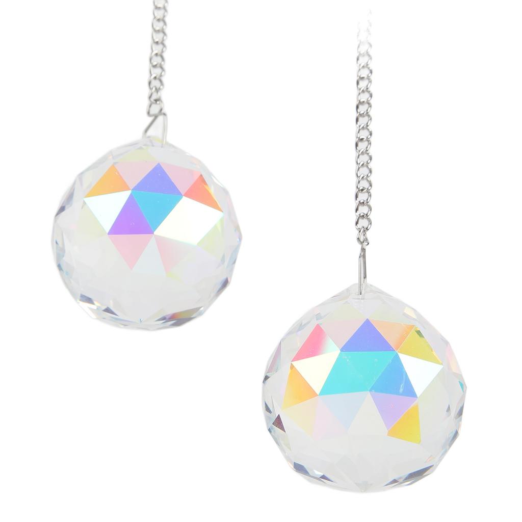 2pcs Crystal Ball Prism Pendant Suncatcher Window Suncatcher Rainow Maker Ornament with Chain for Easy Hanging Colorful