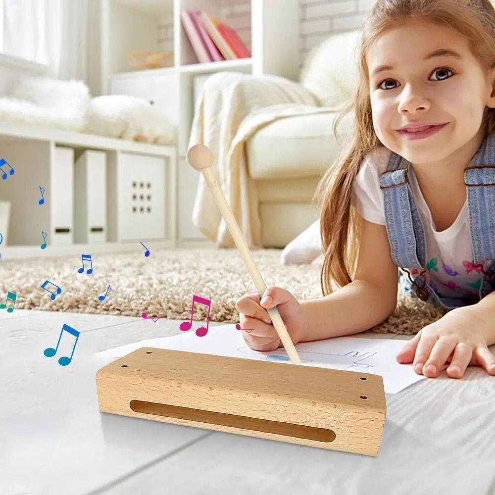 

Square Kids Percussion Instruments with Mallets Beaters Sticks Musical Rhythm Block Gift beech wood