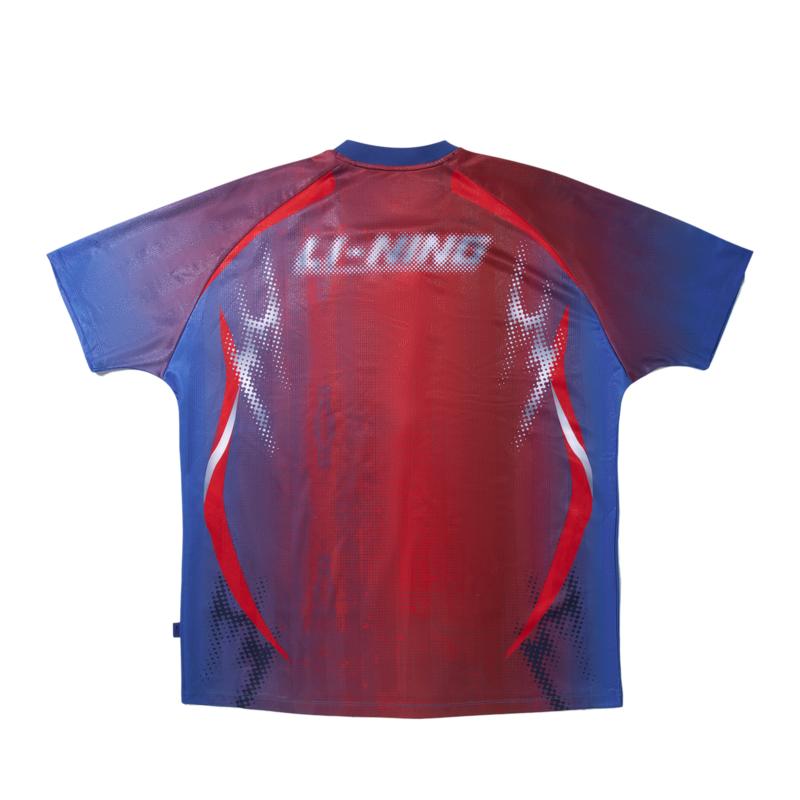 Li Ning Retro Sports Series Volné tričko s krátkým rukávem Pánské topy Bright-Wind-Blue ATSV971-1