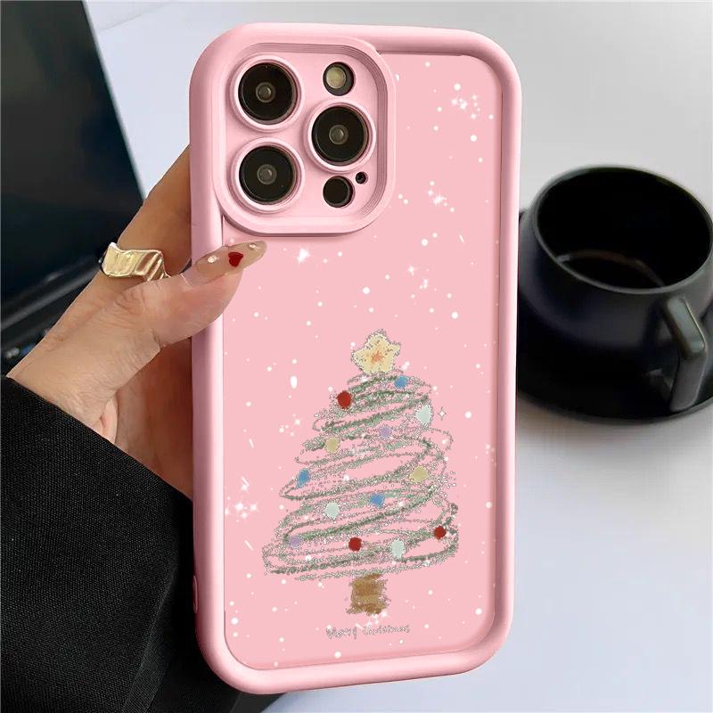 Christmas Tree Printed Soft TPU Case For iPhone 16e 15 16 Pro Max 14 Plus 13 12 11 Pro Max 7 8 XR X XS SE Shockproof Phone Cover