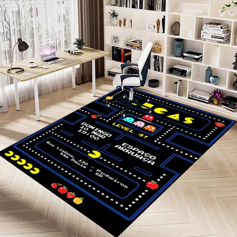 1pc Pacman Adventure Carpet for Playroom Bedroom Living Room Sofa Home Decor,kids Game Area Rug Non-slip Floor Mat Y730139