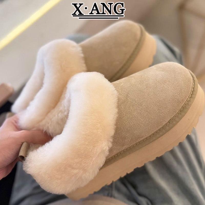 Real Fur Integrated Sangpo Wool Snow Boots Women's Winter Piled Thickened Warm Thick-soled Non-slip Fluffy Cotton Shoes