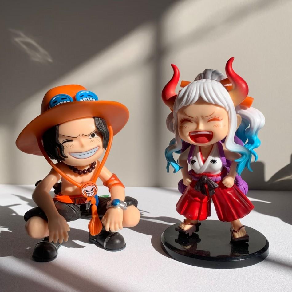 1-2Pcs One Piece Anime Figure Doll Portgas D Ace Yamato Q Version Model Decor Peripheral Ornament Children Charm  Gifts Toys