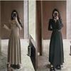 Women's French Spring Knitted Long-Sleeve Slim Dress with Plus Velvet for Autumn and Winter