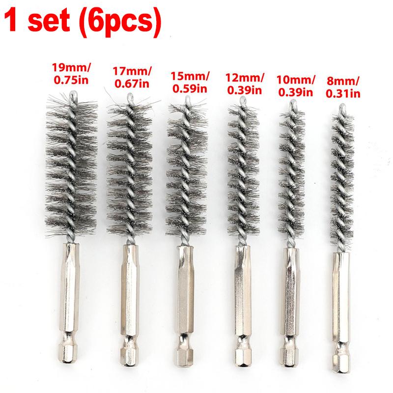 

Twisted Thread Wire Tube Brush Stainless Steel Drill Hole Brushes Hex Shank Wire Brushes for Tubes Ports Bearings Cleaning