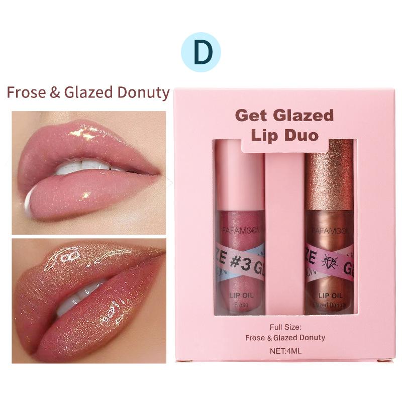 

2 шт./комплект Перламутрова глазур для губ Зволожуючий тонкий блиск блиску для губ Помада, що змінює колір Губна помада Губна помада, що наповнює губи D