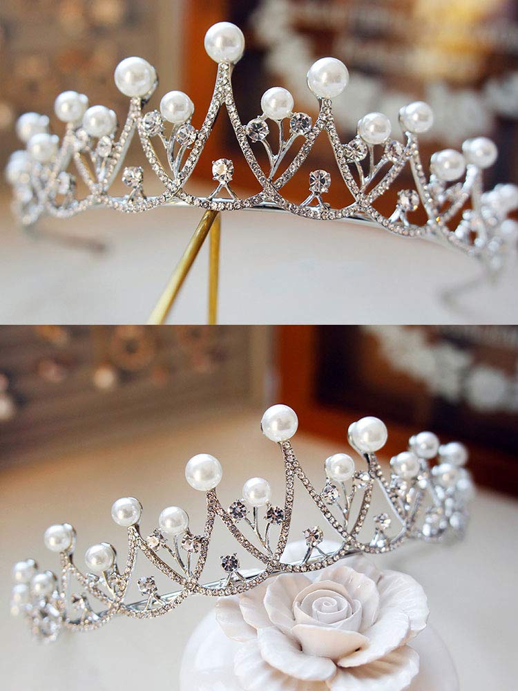 Cemellia Kinder-Krone Blume Tiara Haarschmuck, Formell, Kristall- und Perlen-Haarschmuck, Funkelnd, Perfekt für Hochzeiten, Aufführungen,
