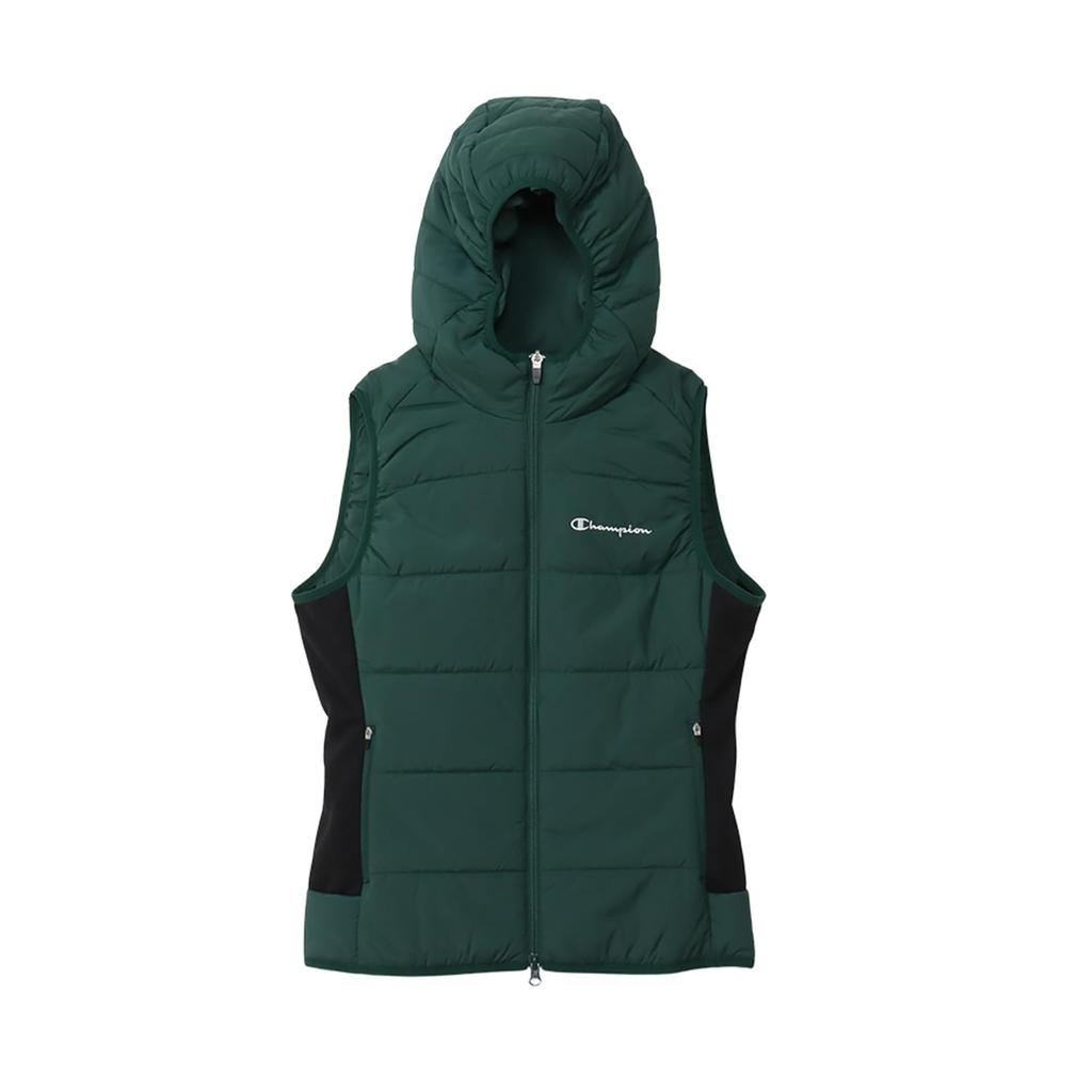 Champion Golf Zip Deep Script Logo Women's Vest, CW-AG606, Green, Stretch, Warm, Windproof, Water-Repellent,
