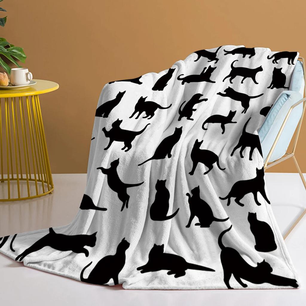 Cute Cat Series Printed Blanket for Sofa Bed Travel Camping Living Room Office Conditioning Blanket for All Seasons Gifts