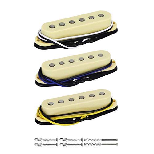 FLEOR Alnico 5 Single Coil Pickup Set – Flat Pole, Cream (Neck, Middle, and Bridge)