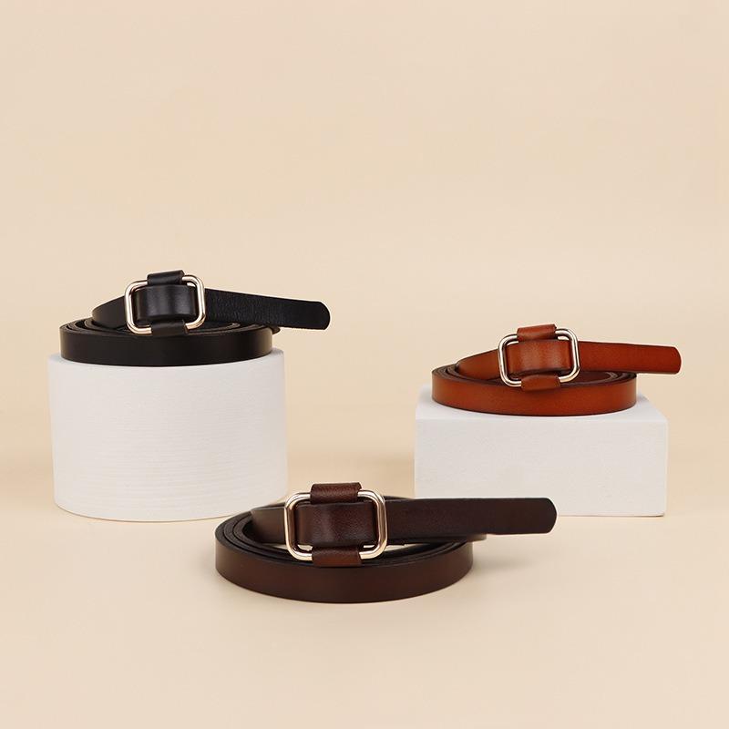 Genuine leather belt - premium suit & dress belt - slim belt - cowhide knotted belt