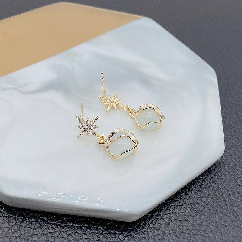 Ball Dangle Earrings Elegant Crystal Star Drop Earrings for Women Girls Wedding Party Festival Gift Jewelry