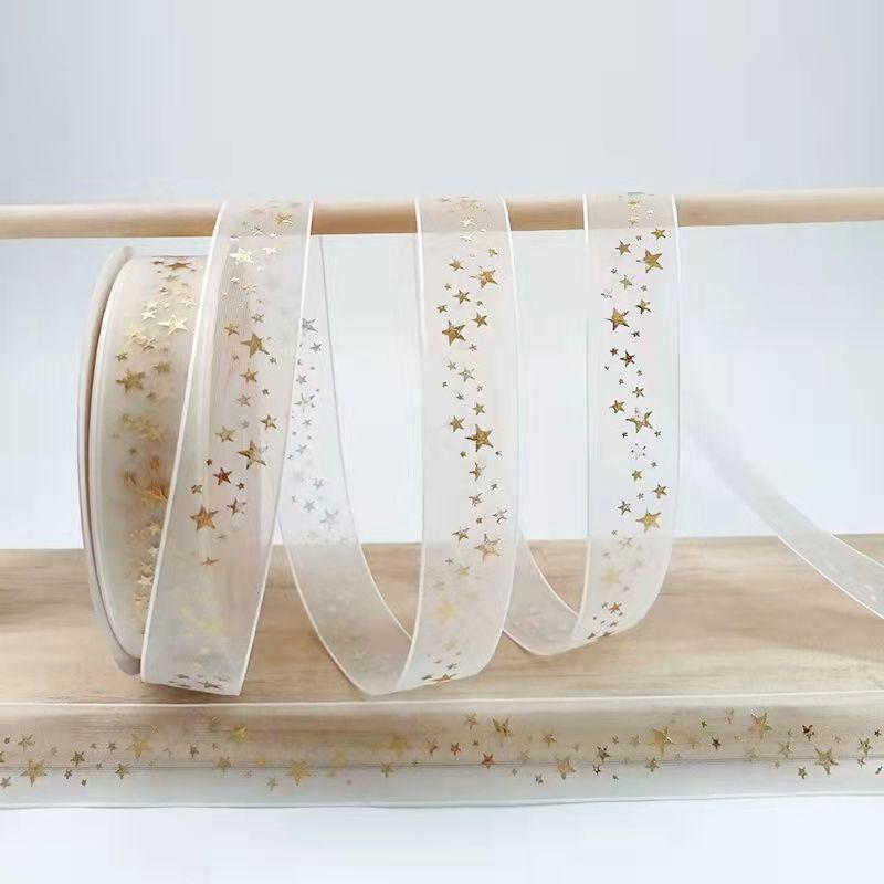 

Лента Золотая Фольга Звезды - Покрытые Золотом Звезды для DIY Поделок, Декоративной Перевязки и Изысканной Подарочной Упаковки, Лента горячего тиснения